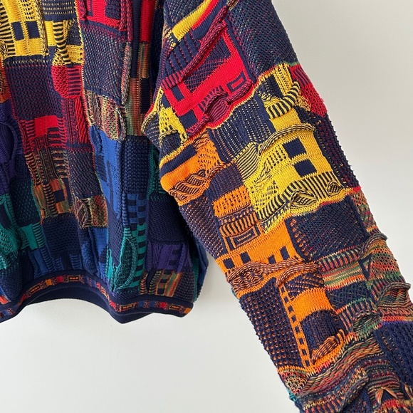 Tundra Canada Coogi Style Colorful Patchwork 3D Knit Cotton Sweater - Picture 8 of 16